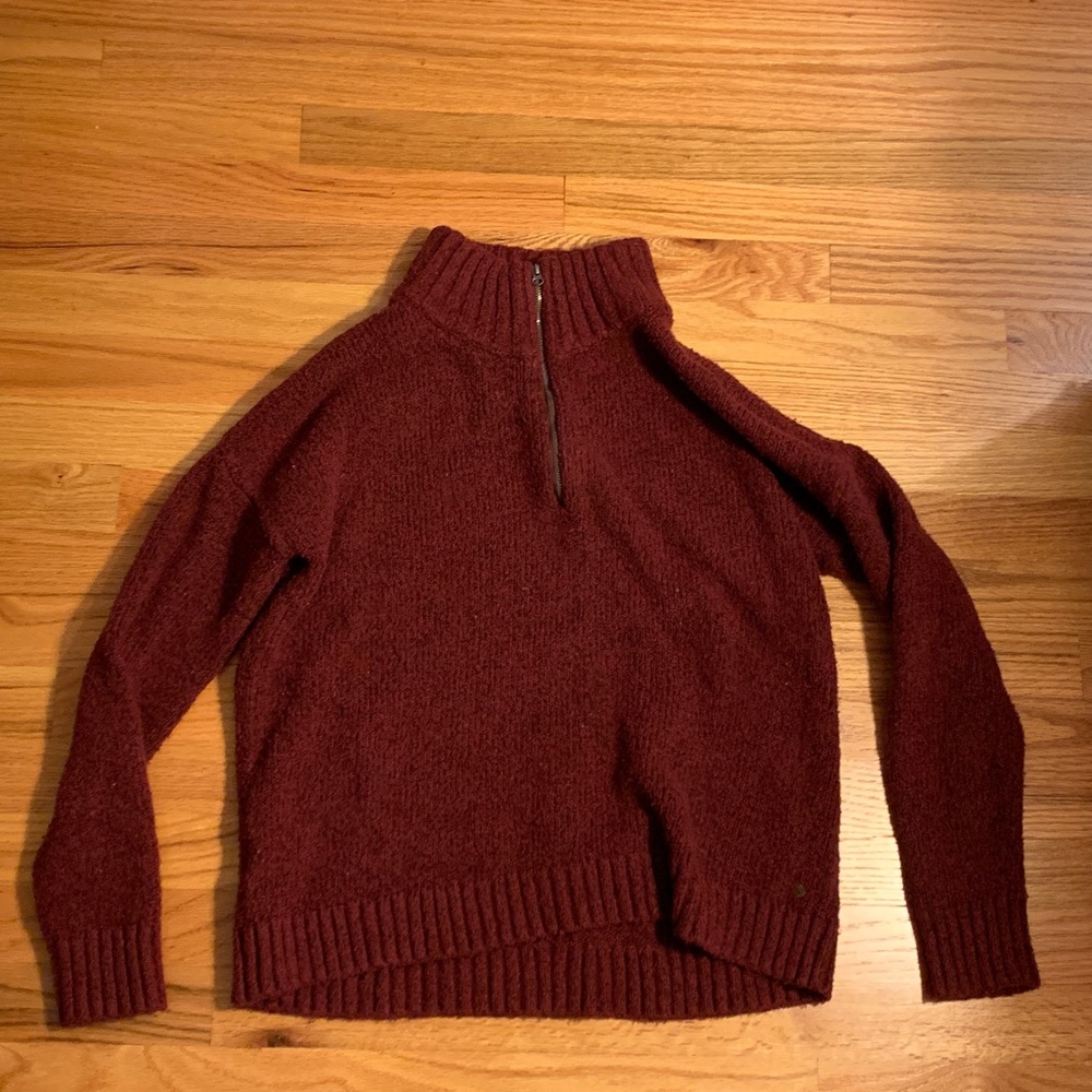 Eddie Bauer maroon quarter zip sweater